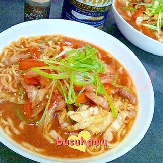 豚バラ肉の野菜炒めラーメン☆味噌